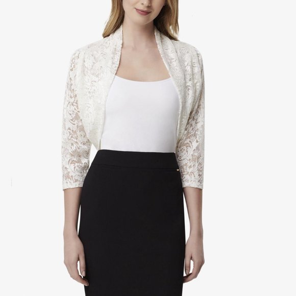 Women's Tahari Ivory Lace Crop Shrug Floral-New without tag - Picture 1 of 12